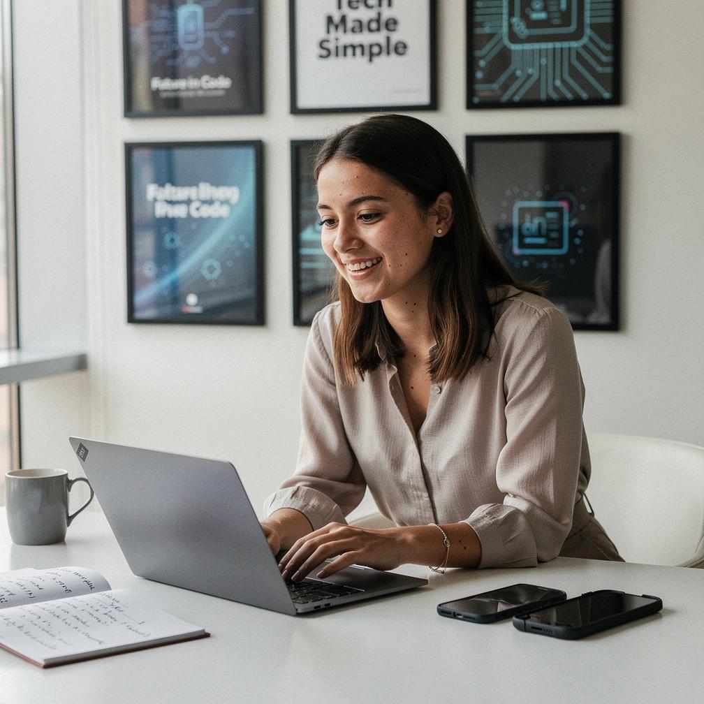 Illustration of a simplified software workflow with easy-to-understand steps aimed at non-technical users in a Canadian setting.